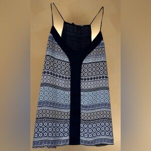 FLEUR BLEUE-Blue Paisley V-neck Spaghetti Strap Flowy Boho Tank Top Sz XSMALL